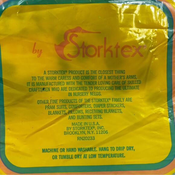 NOS Vintage Storktex Acrylic Baby Blanket Satin Binding 1970’s 36 x 45 - Picture 6 of 9